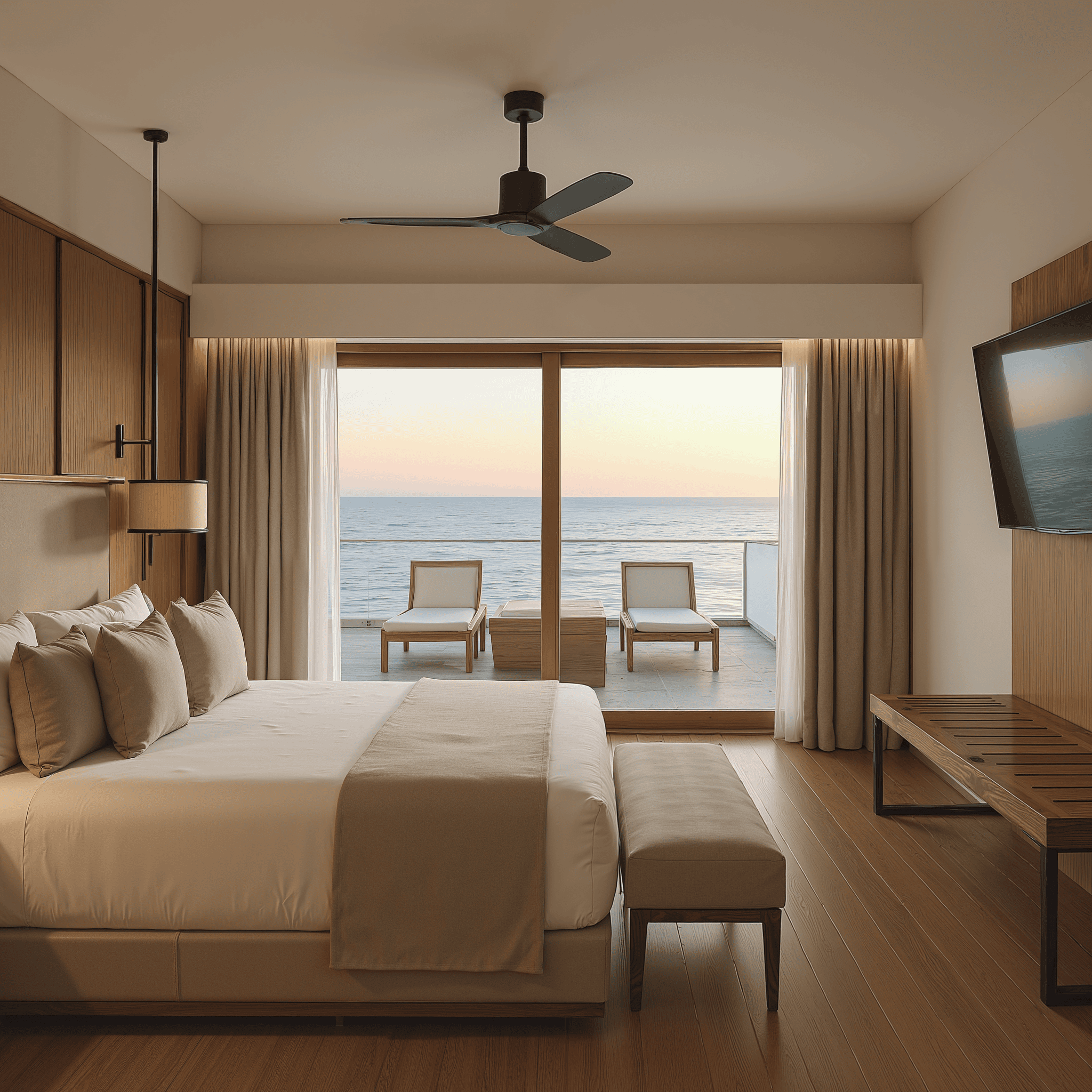 Serene ocean view from a modern hotel room overlooking Santo Domingo Bay Boca Chica.